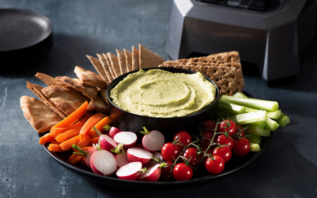 Cheddar Cheese and Onion Dip with Crackers and Crudités